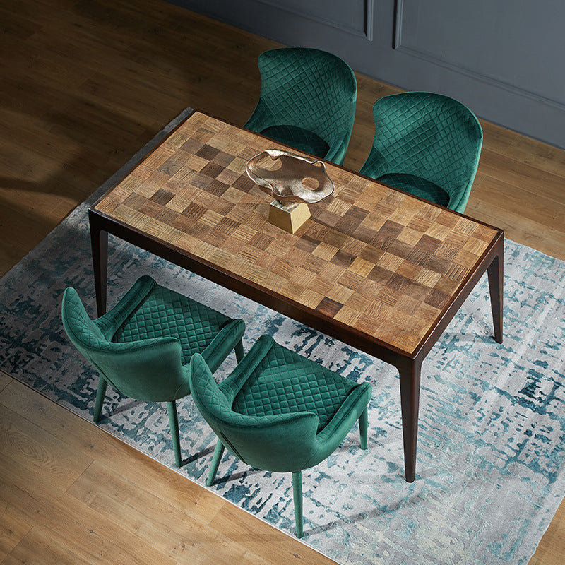 Contemporary Velvet Wood Wingback Dining Chair