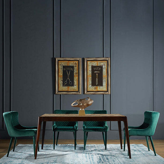 Contemporary Velvet Wood Wingback Dining Chair
