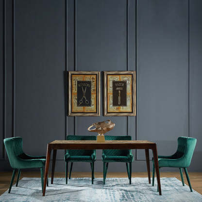 Contemporary Velvet Wood Wingback Dining Chair
