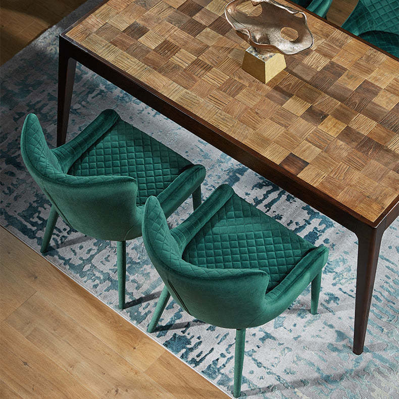 Contemporary Velvet Wood Wingback Dining Chair