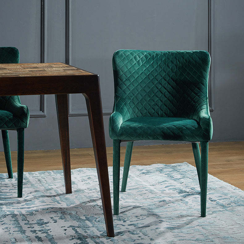 Contemporary Velvet Wood Wingback Dining Chair