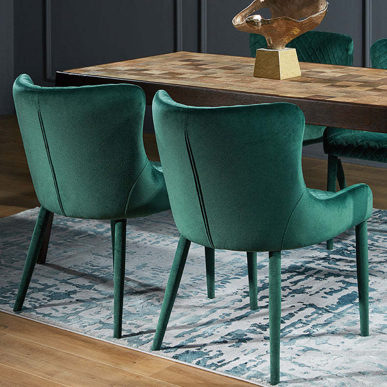 Contemporary Velvet Wood Wingback Dining Chair
