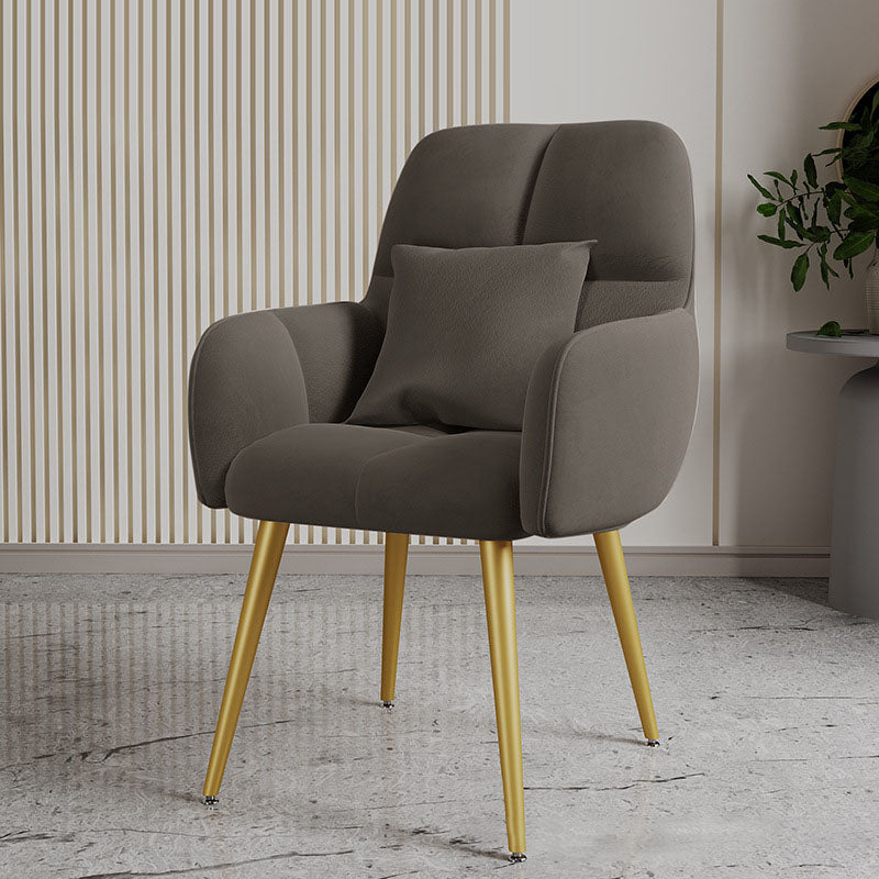 Contemporary Velvet Metal Vanity Stool with Pillow