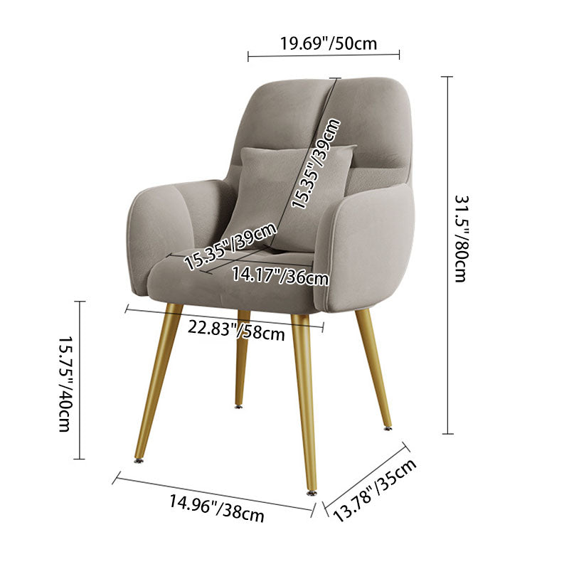 Contemporary Velvet Metal Vanity Stool with Pillow — White