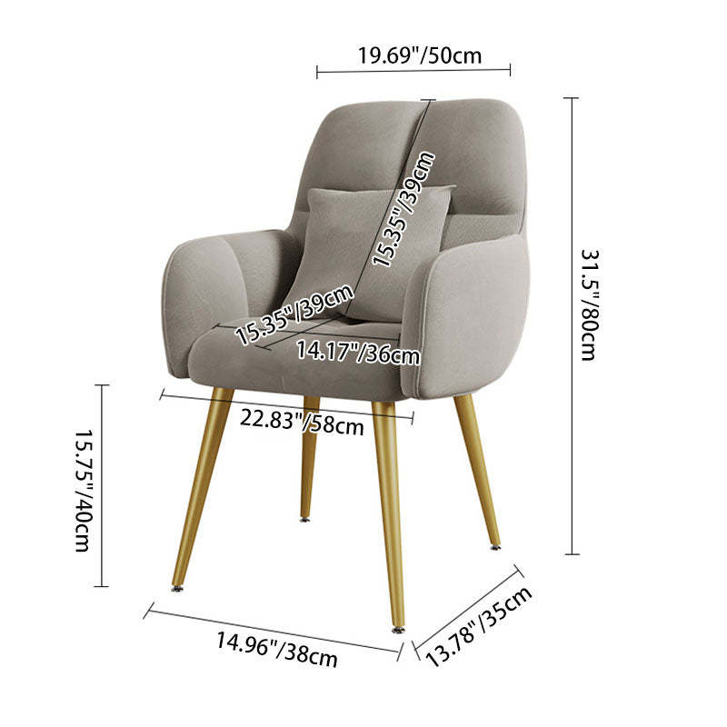 Contemporary Velvet Metal Vanity Stool with Pillow — White