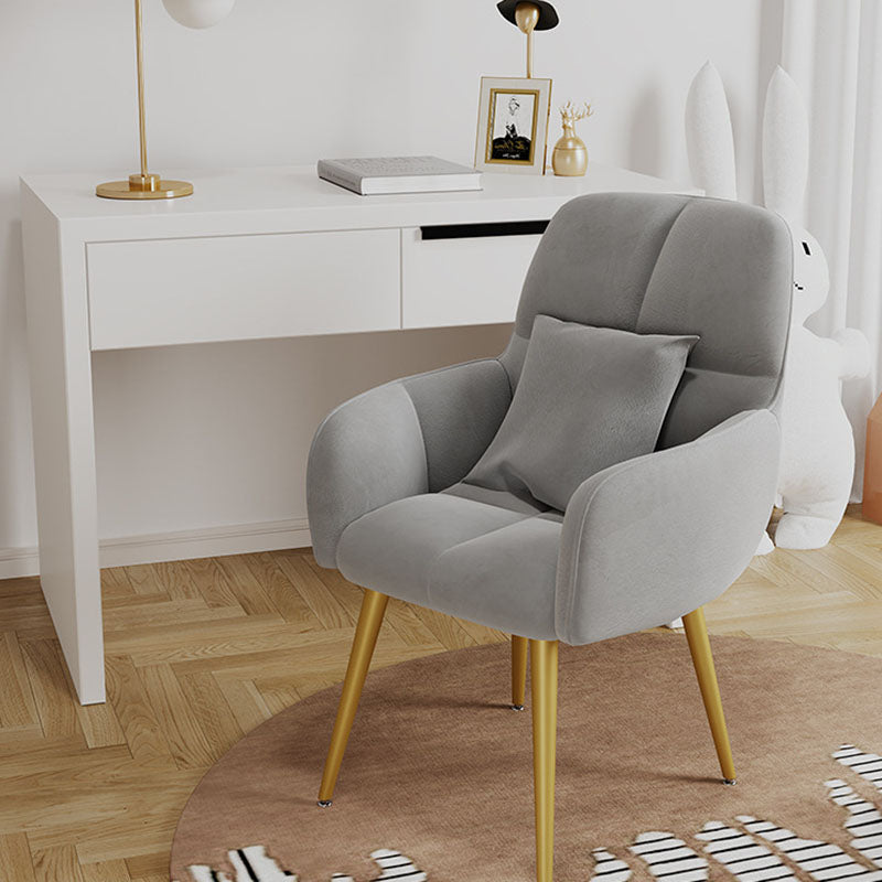 Contemporary Velvet Metal Vanity Stool with Pillow