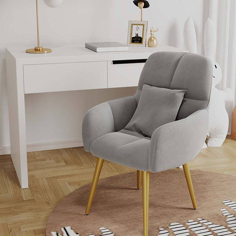 Contemporary Velvet Metal Vanity Stool with Pillow