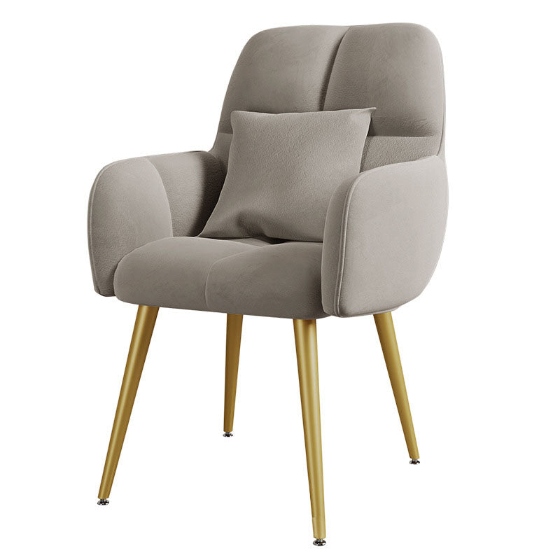 Contemporary Velvet Metal Vanity Stool with Pillow