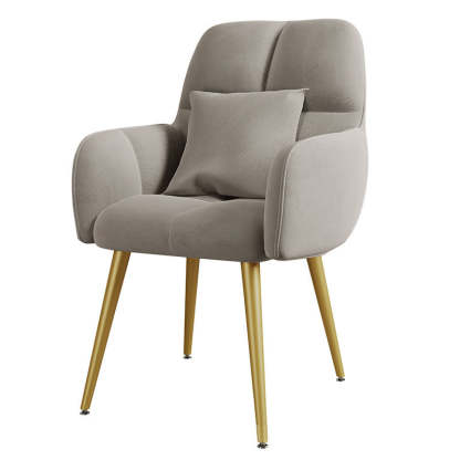 Contemporary Velvet Metal Vanity Stool with Pillow