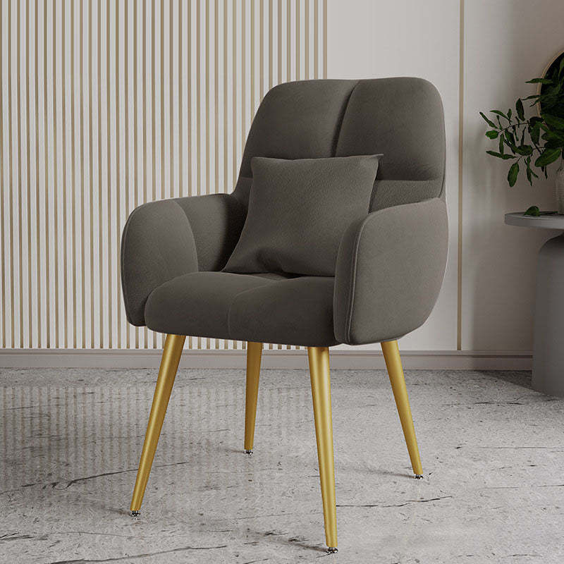 Contemporary Velvet Metal Vanity Stool with Pillow