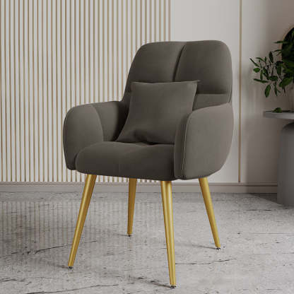 Contemporary Velvet Metal Vanity Stool with Pillow