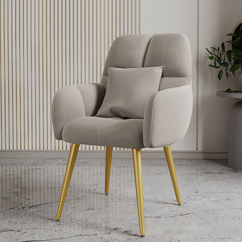 Contemporary Velvet Metal Vanity Stool with Pillow