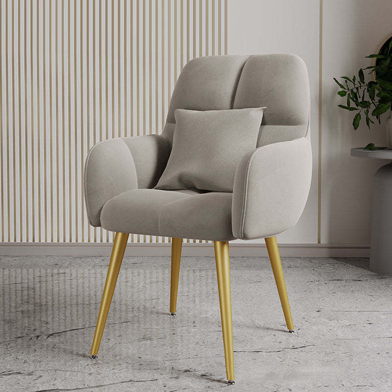 Contemporary Velvet Metal Vanity Stool with Pillow