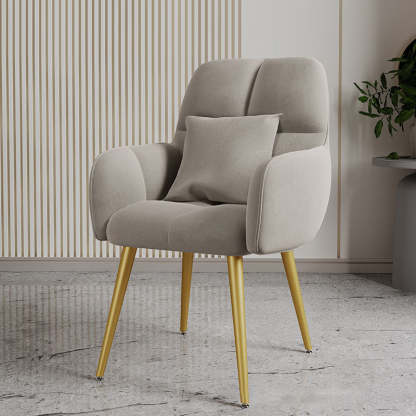 Contemporary Velvet Metal Vanity Stool with Pillow
