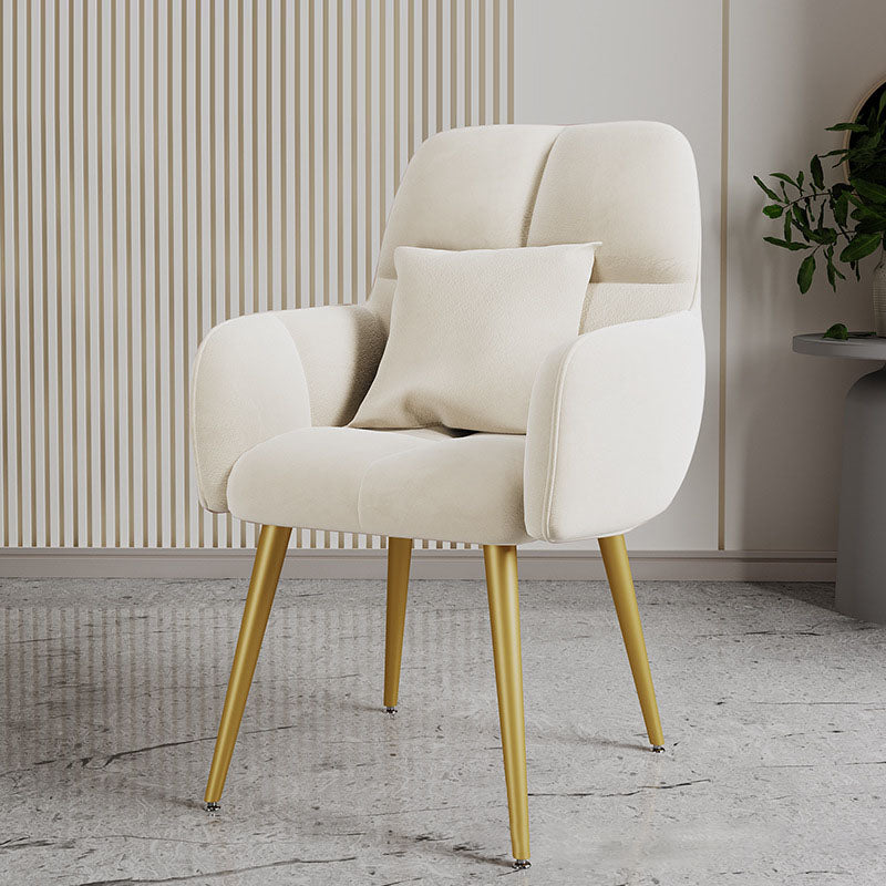 Contemporary Velvet Metal Vanity Stool with Pillow