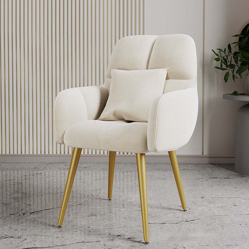 Contemporary Velvet Metal Vanity Stool with Pillow