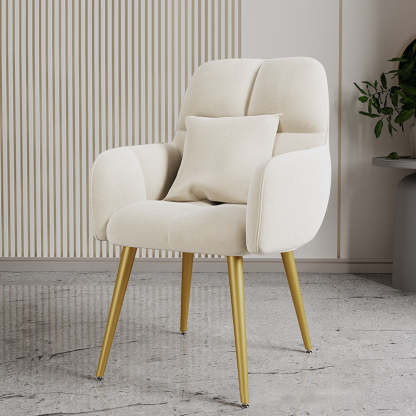 Contemporary Velvet Metal Vanity Stool with Pillow