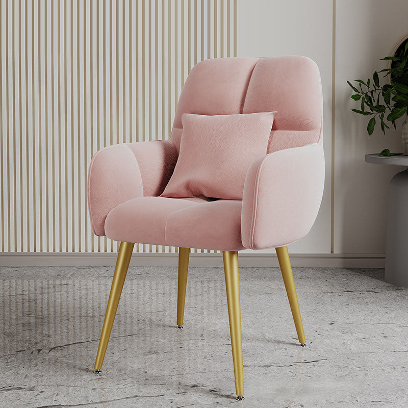 Contemporary Velvet Metal Vanity Stool with Pillow