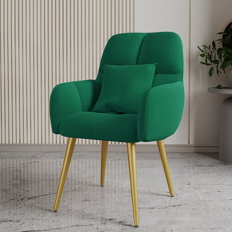 Contemporary Velvet Metal Vanity Stool with Pillow