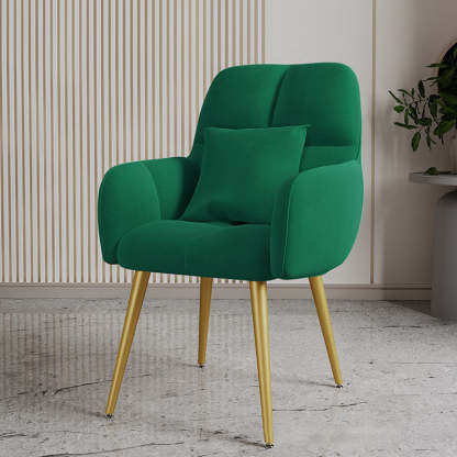 Contemporary Velvet Metal Vanity Stool with Pillow