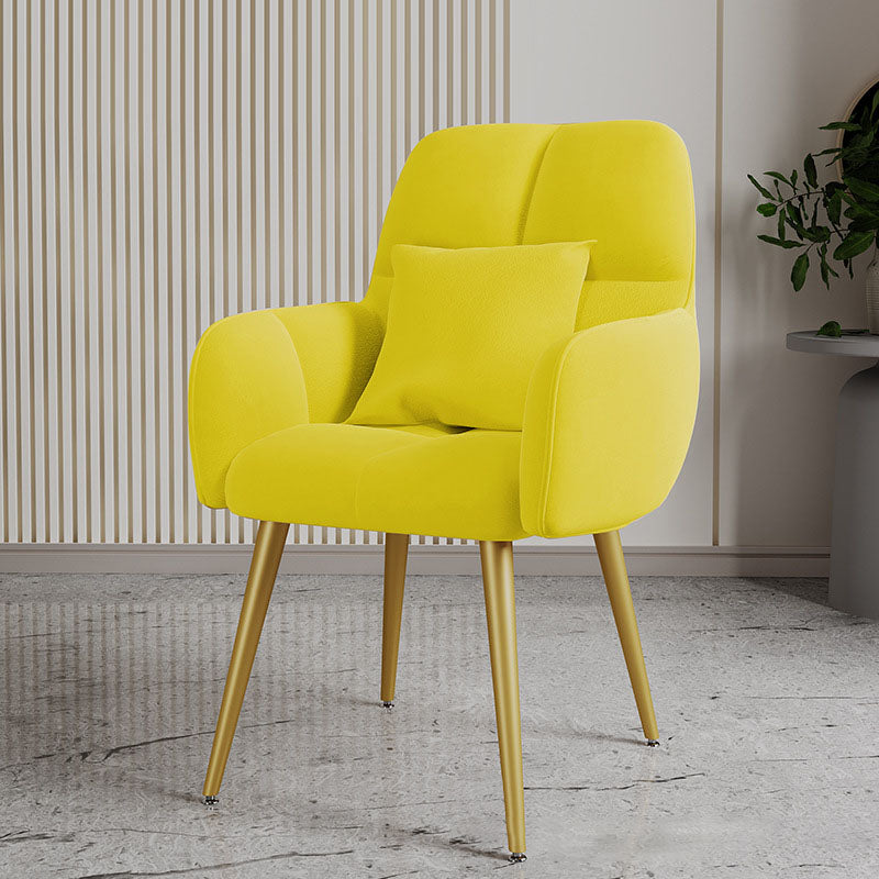 Contemporary Velvet Metal Vanity Stool with Pillow