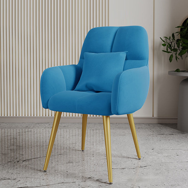 Contemporary Velvet Metal Vanity Stool with Pillow
