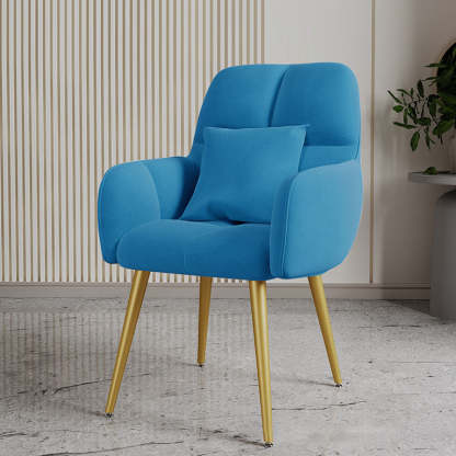Contemporary Velvet Metal Vanity Stool with Pillow