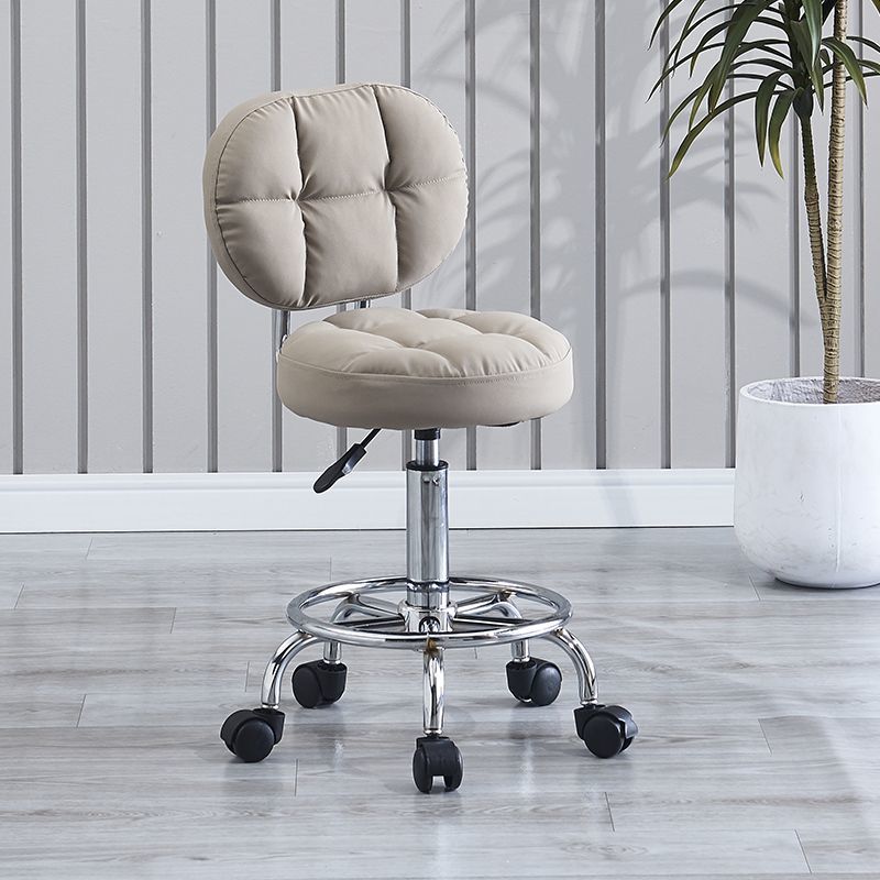 Contemporary Round Tech Fabric Swivel Bar Stool — White