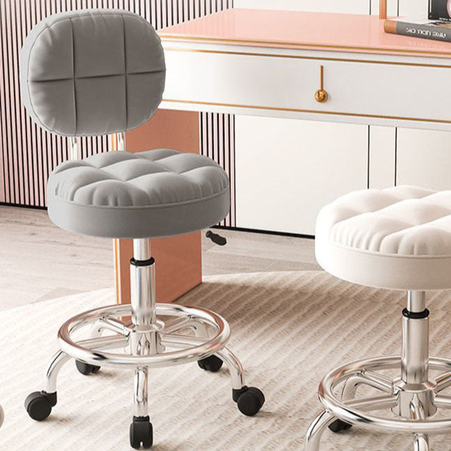 Contemporary Round Tech Fabric Swivel Bar Stool