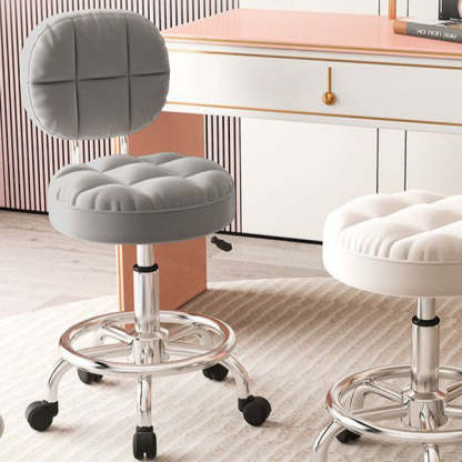 Contemporary Round Tech Fabric Swivel Bar Stool — Gray