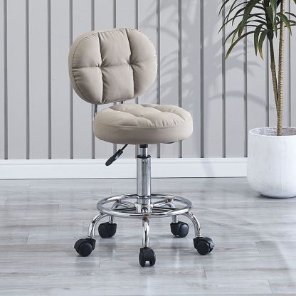 Contemporary Round Tech Fabric Swivel Bar Stool — White
