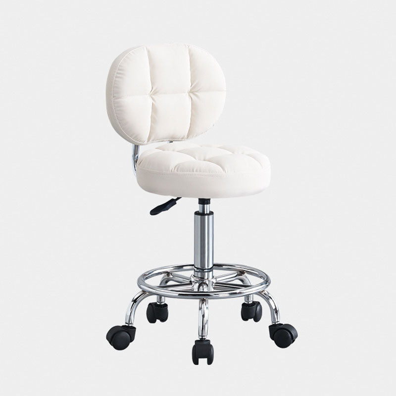 Contemporary Round Tech Fabric Swivel Bar Stool