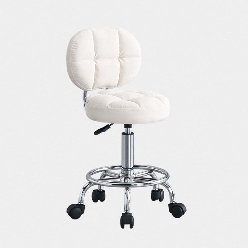 Contemporary Round Tech Fabric Swivel Bar Stool