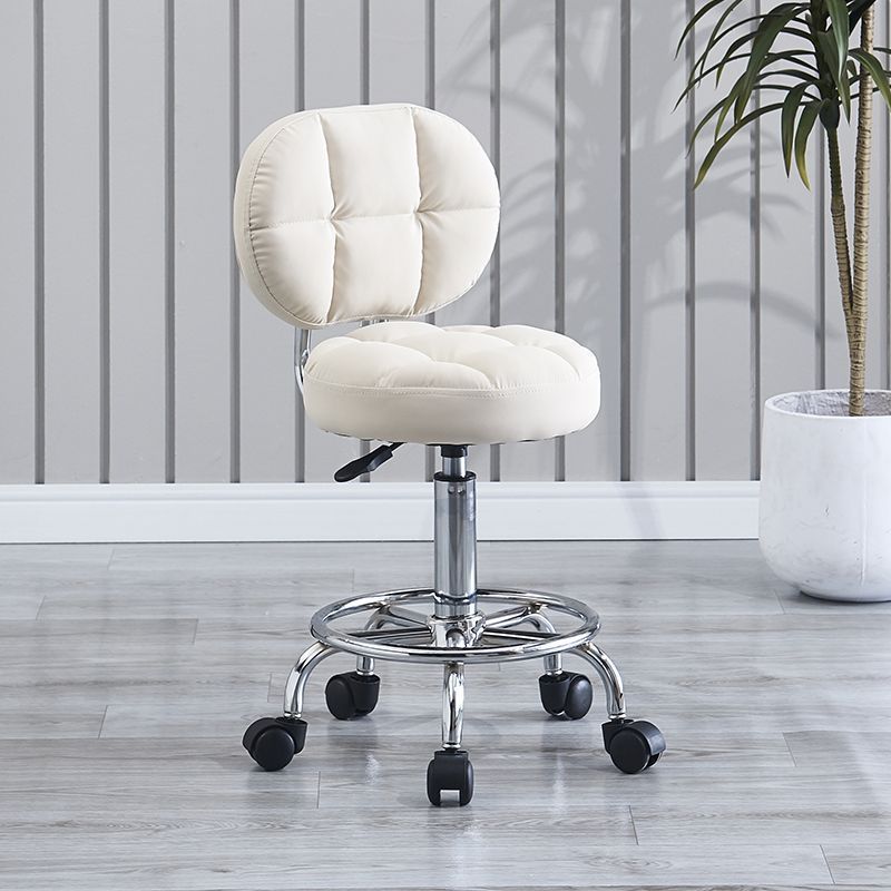 Contemporary Round Tech Fabric Swivel Bar Stool — Dark Blue