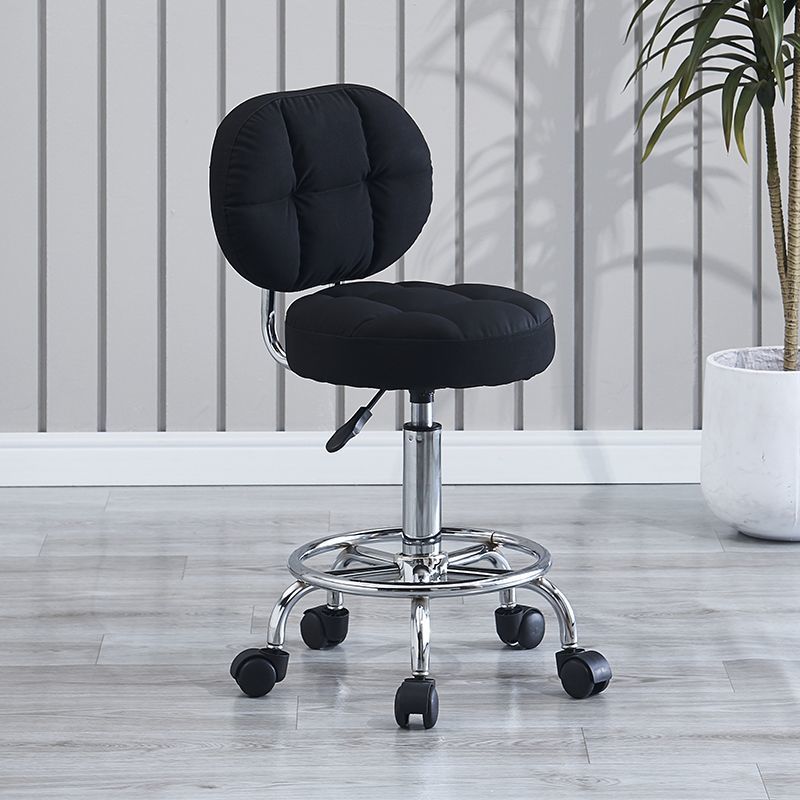 Contemporary Round Tech Fabric Swivel Bar Stool