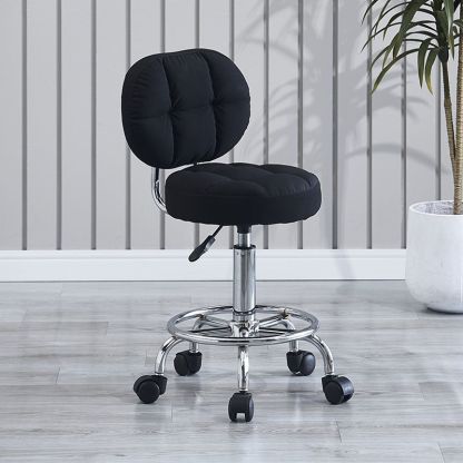 Contemporary Round Tech Fabric Swivel Bar Stool