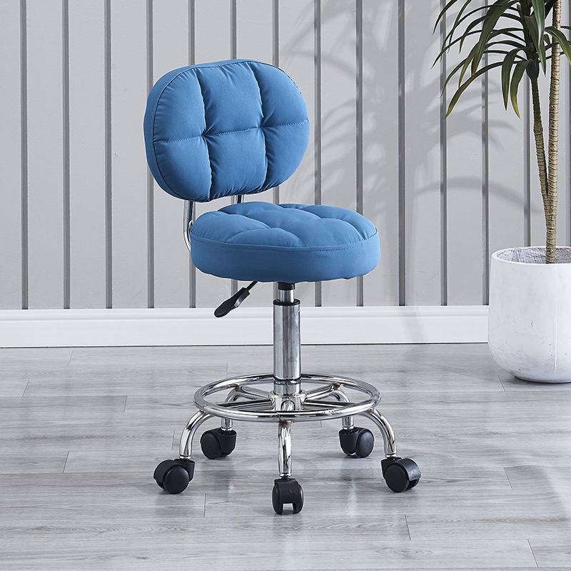 Contemporary Round Tech Fabric Swivel Bar Stool