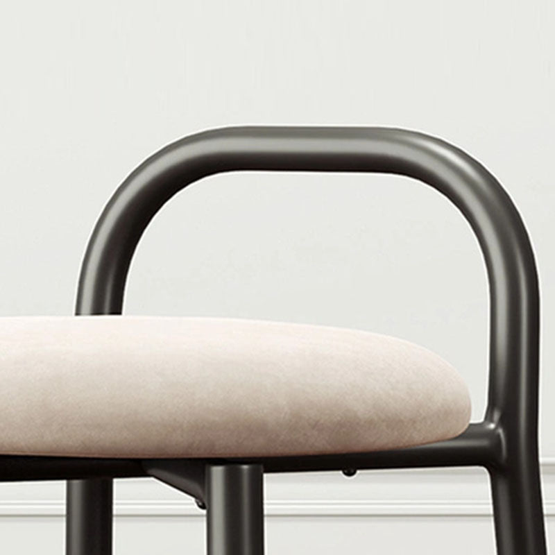Scandinavian Round Velvet Metal Low-Back Vanity Stool — Blue