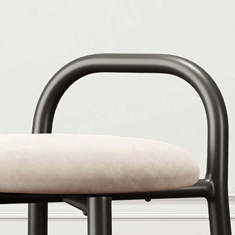 Scandinavian Round Velvet Metal Low-Back Vanity Stool — Blue
