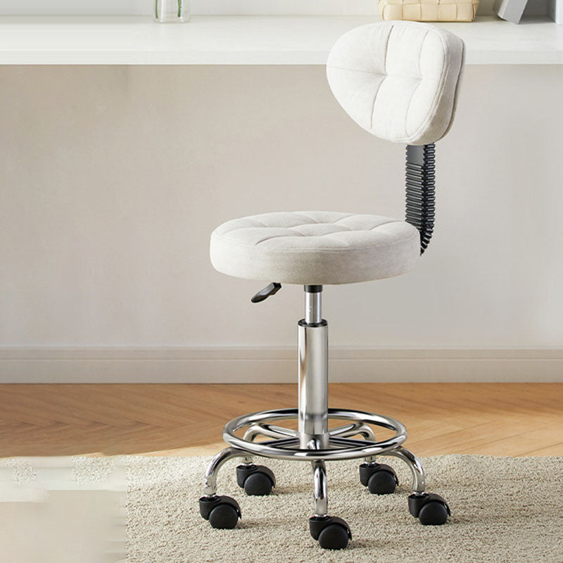 Contemporary Leather Metal Swivel Adjustable Bar Stool — Blue Tech Fabric