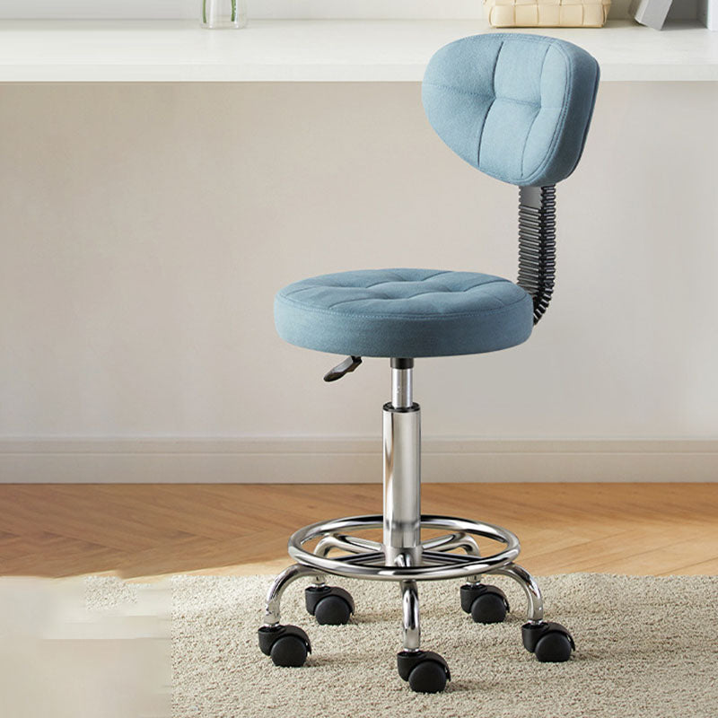 Contemporary Leather Metal Swivel Adjustable Bar Stool — Gray Tech Fabric