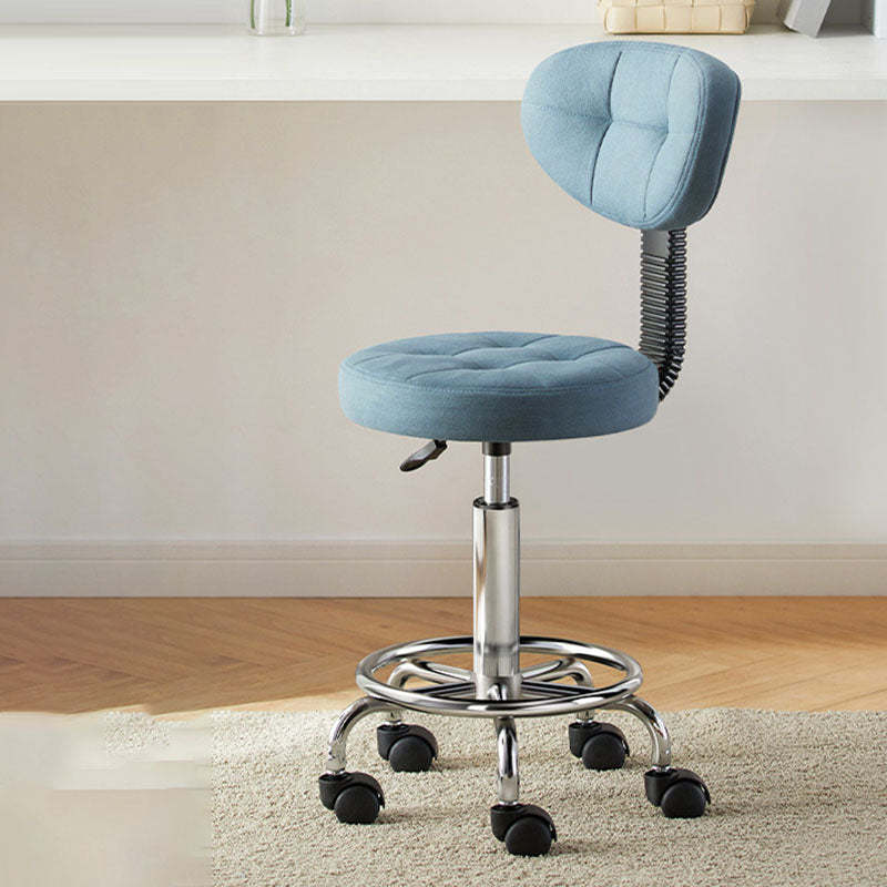 Contemporary Leather Metal Swivel Adjustable Bar Stool — Gray Tech Fabric
