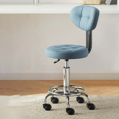 Contemporary Leather Metal Swivel Adjustable Bar Stool — Gray Tech Fabric