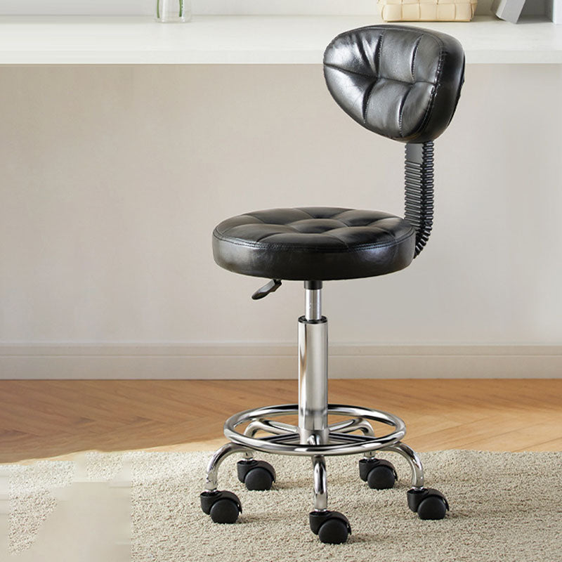 Contemporary Leather Metal Swivel Adjustable Bar Stool