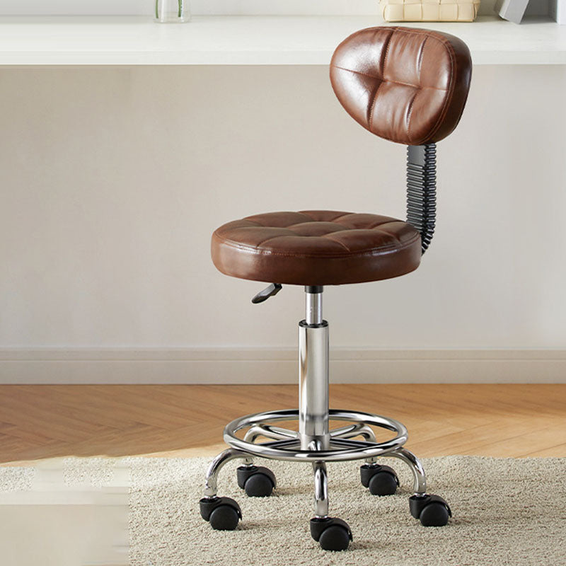 Contemporary Leather Metal Swivel Adjustable Bar Stool
