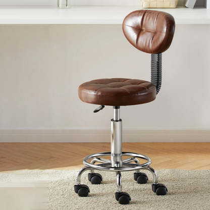 Contemporary Leather Metal Swivel Adjustable Bar Stool