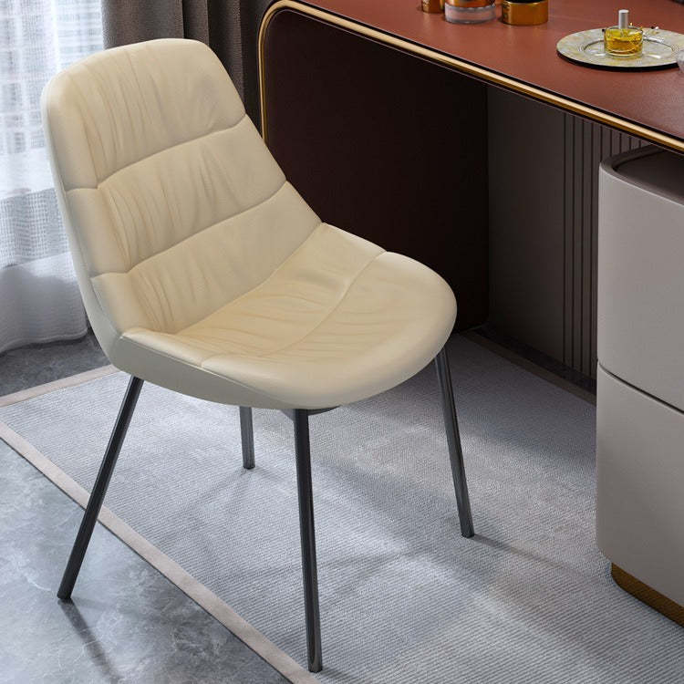 Scandinavian Curved Leather Metal Vanity Stool
