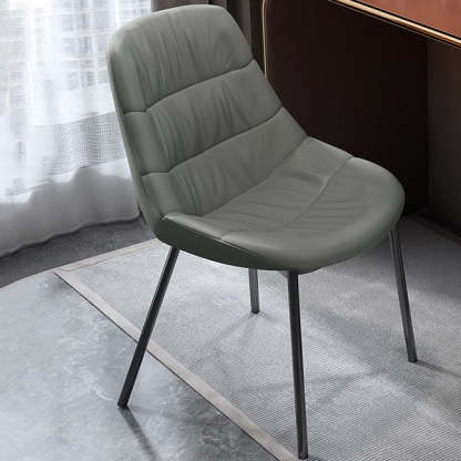Scandinavian Curved Leather Metal Vanity Stool