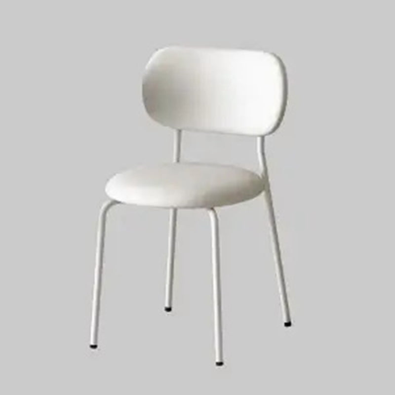 Scandinavian Round Leather Iron Stackable Dining Chair