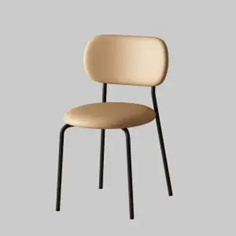 Scandinavian Round Leather Iron Stackable Dining Chair